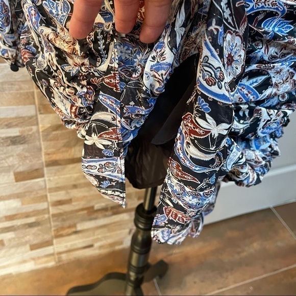 Zara Paisley Floral Print Draped Ruched Mini Dress Size L NWT - Picture 9 of 14